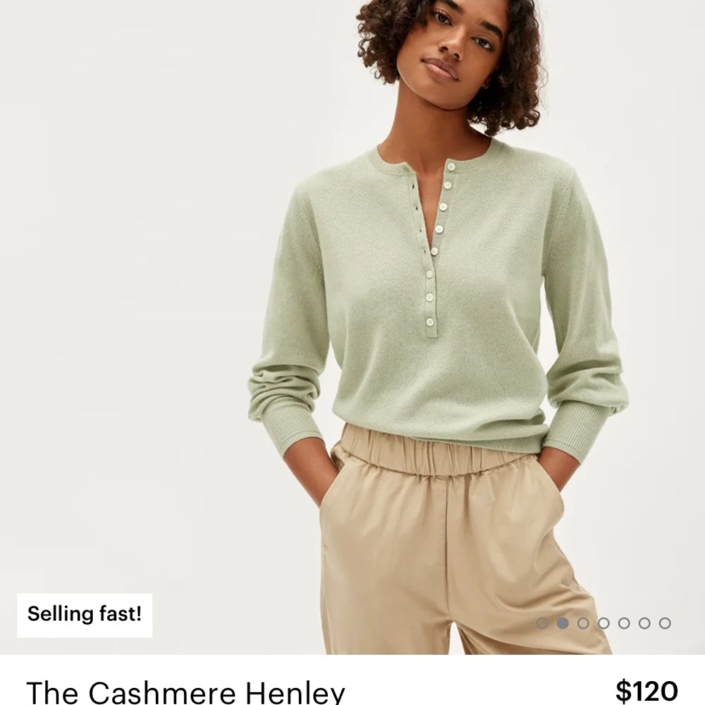 Everlane cashmere Henley laurel size medium